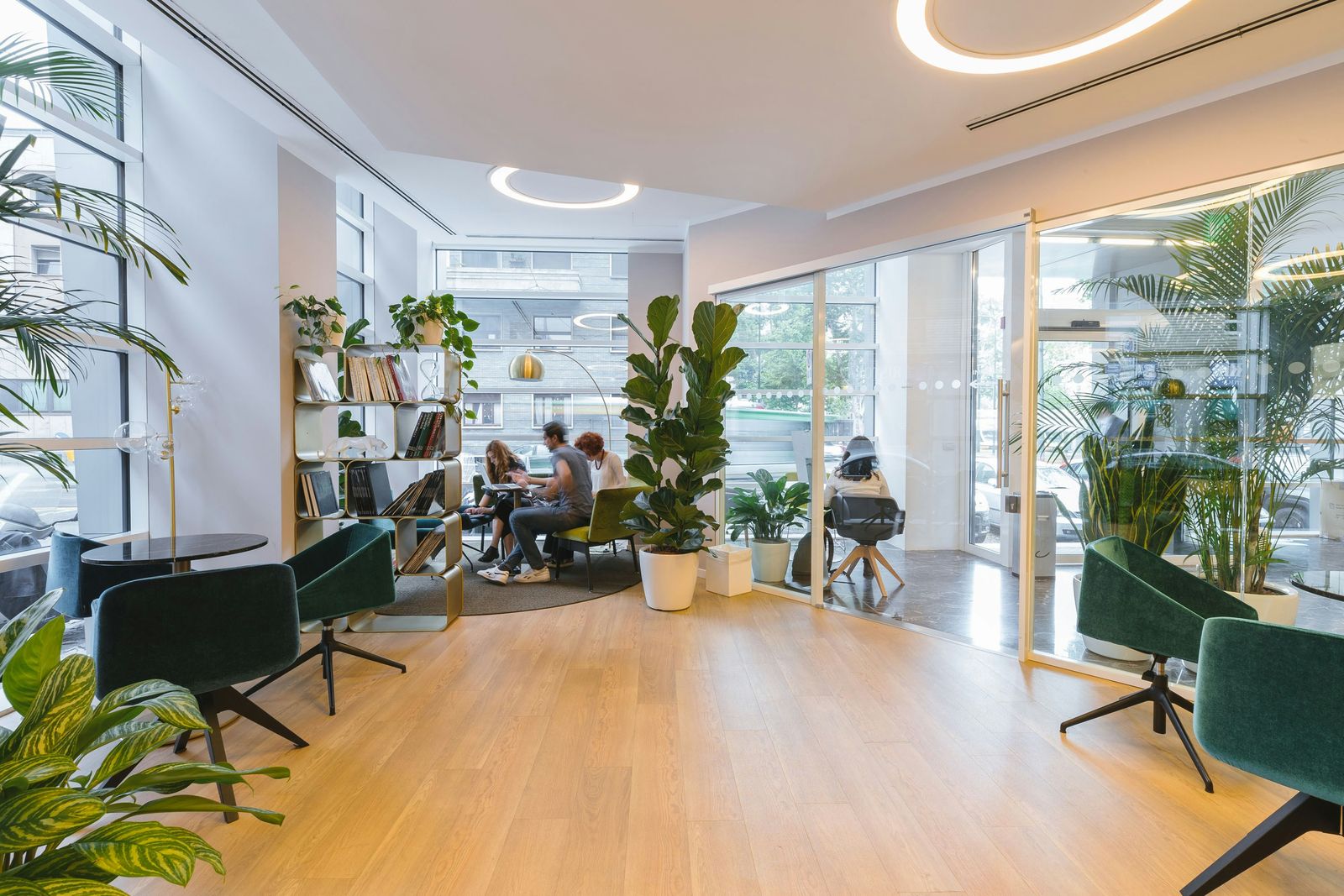 A clean, open-plan office